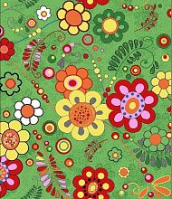 Разноцветный круглый детский ковер-палас ПОЛЕВЫЕ ЦВЕТЫ 1177-51 зеленый