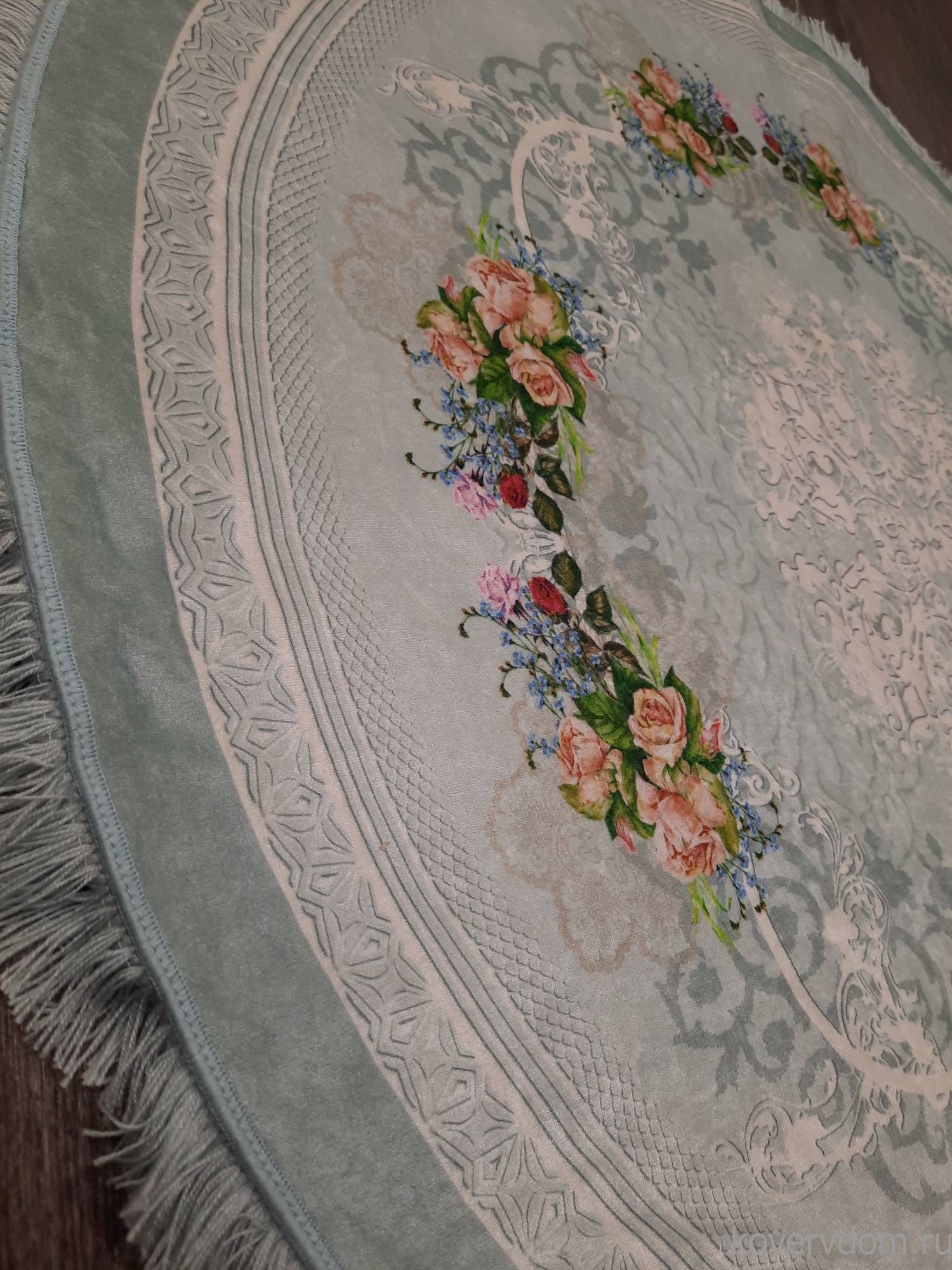 Ковер с цветами Decovilla 21005.102 ADA Голубой Круг